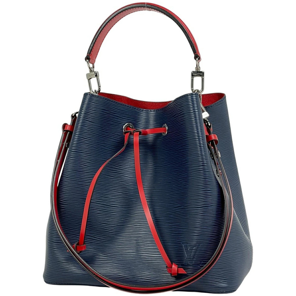 Louis Vuitton NeoNoe Shoulder Bag Drawstring Handbag Epi Leather Indigo Blue